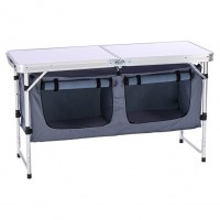 Collection Portable Outdoor Folding Aluminum Lightweight Height Adjustable Table with Storage Organizer for BBQ, Party, Camping