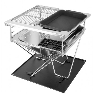 Simple Folding charcoal stainless steel BBQ grill