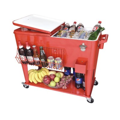 Mobile beer keg 80-Quart Steel Beverage Cooler Ice Bucket Rolling Cart for outdoor