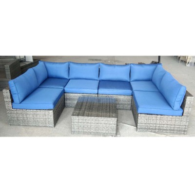 outdoor garden furniture aluminum frame bellagio poly rattan wicker All Weather dinning sofas set