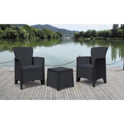 PP injection plastic sofa sets 3pcs rattan pattern Garden Patio Furniture